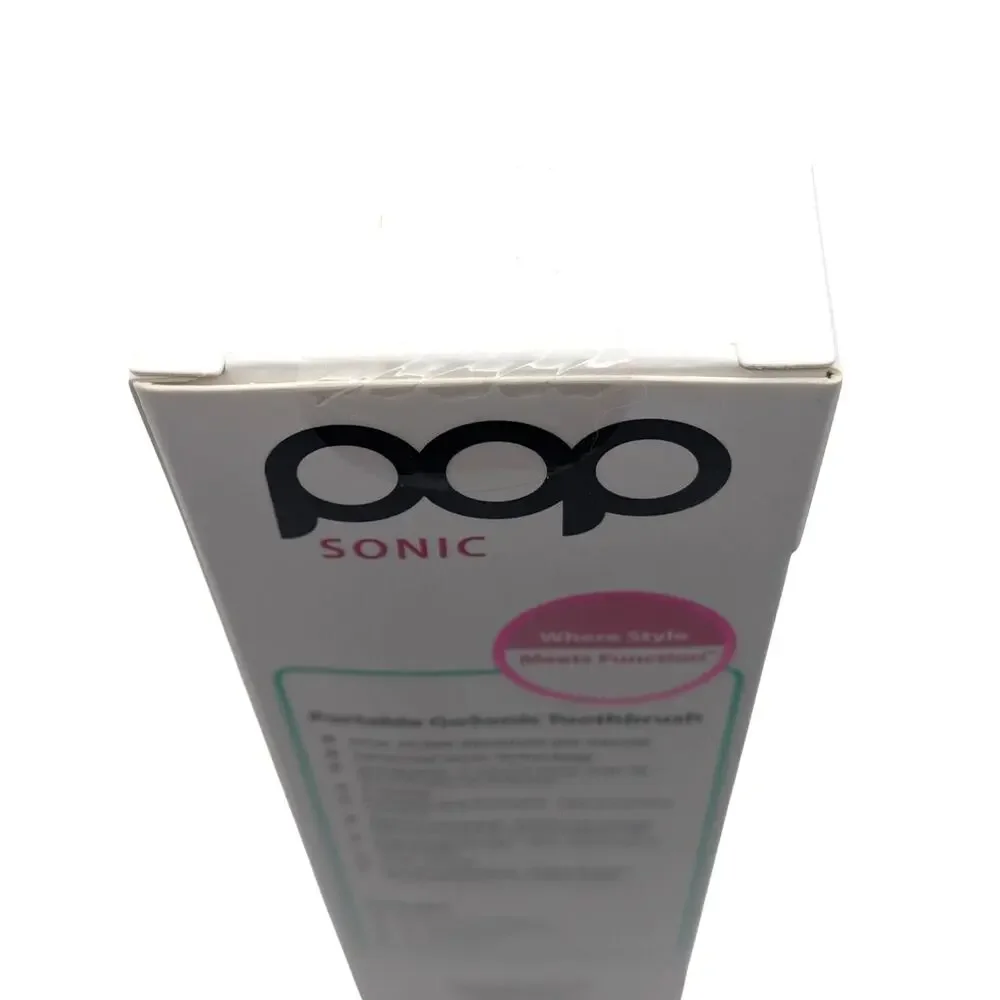 POP SONIC Go Sonic Portable Sonic Toothbrush Silver 2 Speed NEW Sealed